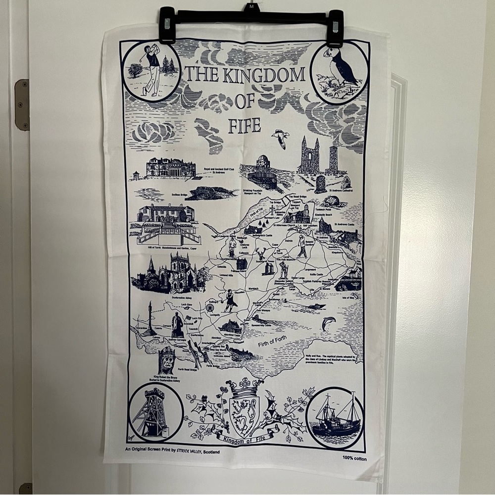 The Kingdom of Fife Kitchen Towel - Scotland - Ettrick Valley Print - Golf